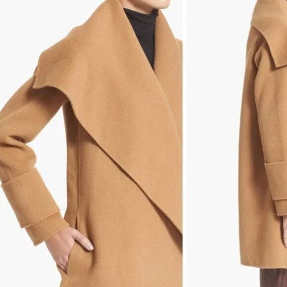 VINCE wool draped front wrap coat - Picture 2 of 6